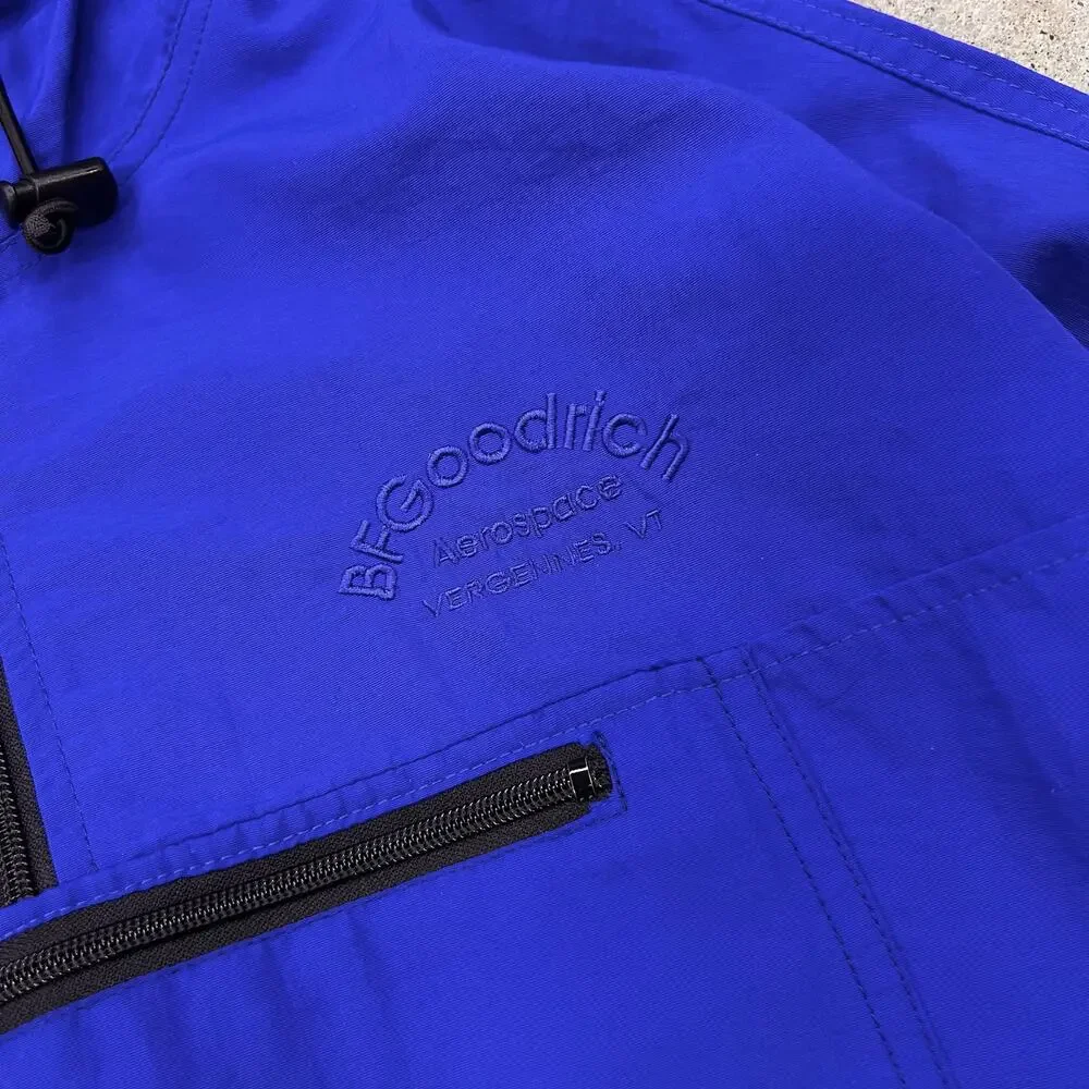 Vintage 90s Black Diamond BF Goodrich Aerospace VT Blue Windbreaker Jacket Hood